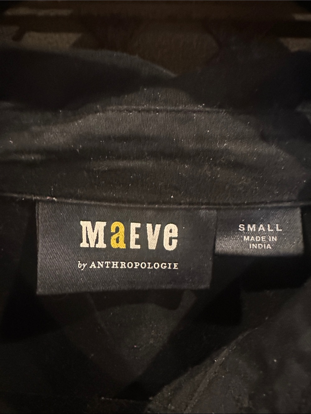 Anthropologie Maeve Black Button-Front 3/4-Sleeve Blouse - Picture 2 of 3